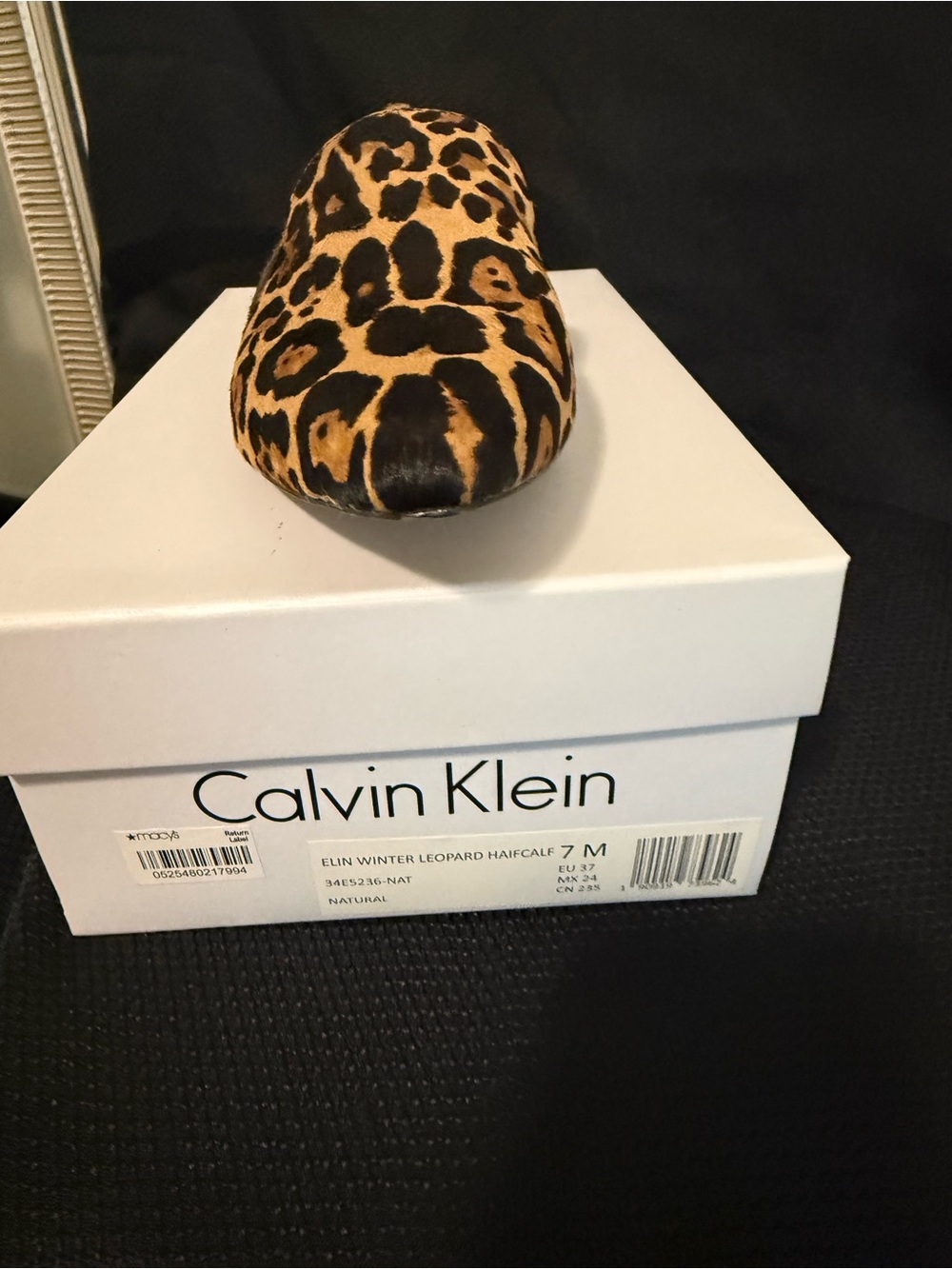 Calvin Klein Leopard Print Slip-On Flat - Brown, Black